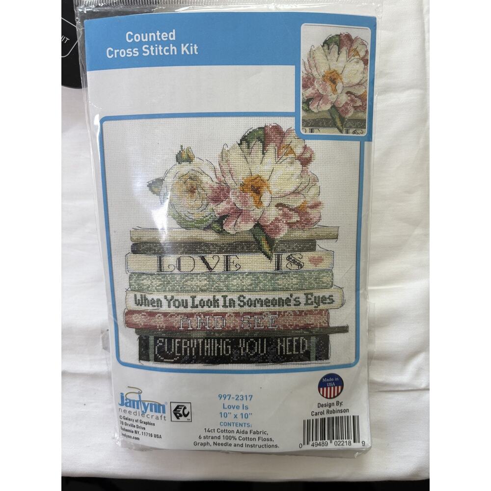 Janlynn Counted Cross Stitch Kit “Love Is” 10x10 Flowers New